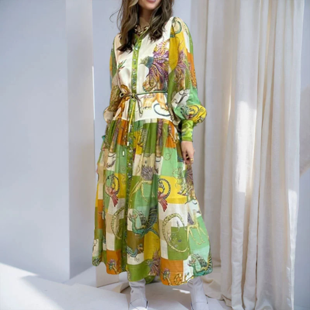 ZARA Womens Summer Maxi Dress Printed Lantern Sleeve Vacation Style
